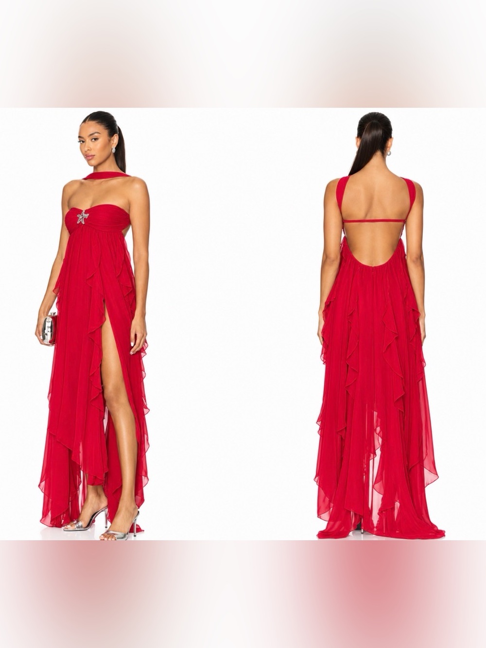Nana Jaqueline Mariah Dress Red Ruffle Medium